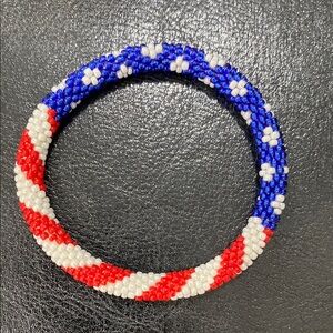 Sashka Co Red, White, and Blue Beaded Bracelet
